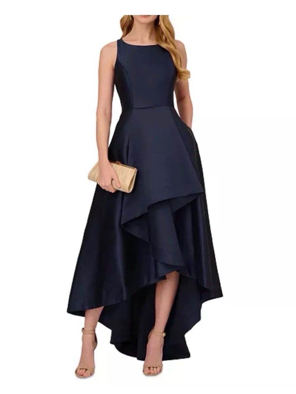 Adrianna Papell Mikado High Low Gown